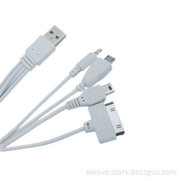4-in-1 USB data cable for phones, made of PVC, colorful